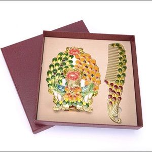 Peacock Beauty Mirror and Hair Comb